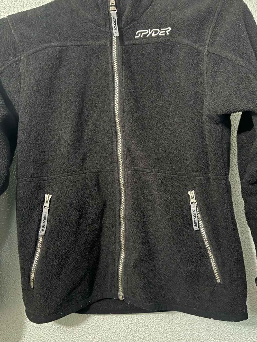 Spyder Black Full Zip Performance Fleece Jacket Men's Small Y2K Gorpcore - Picture 7 of 13